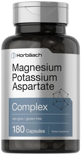 [BRSW2GQHO55B6AL2] Horbäach Magnesium Potassium Aspartate Complex | 180 Capsules | Non-GMO and Gluten Free Formula