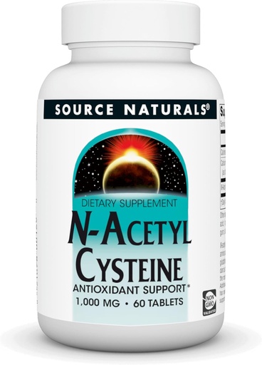 [BRSWIYQAO4FGEEDA] Source Naturals N-Acetyl Cysteine Antioxidant Support 1000 mg Dietary Supplement That Supports Respiratory Health* - 60 Tablets