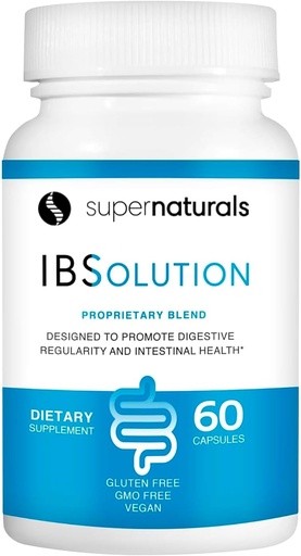 [BRSWKH33DF4RSELI] SuperNaturals IBSolution - Made in USA, Non-GMO, Gluten Free & Vegan (60 Capsules) - for Symptoms of IBS (Bloating, Constipation, Gas, Diarrhea, Abdominal Pain)