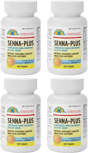 [BRSWIH32AYIAKCLK] GeriCare Senna Plus Natural Vegetable Laxative with Stool Softener, Docusate Sodium 50mg, Sennosides 8.6mg 100 Count (Pack of 4)
