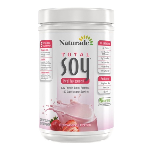 [BRSWIYTYOUNWKETY] Naturade Total Soy Protein Powder - 13g Protein & 150 Calories per Servings- Non-GMO Soy - 0g Trans Fat - Lactose & Gluten Free - Strawberry Creme (13 Servings)