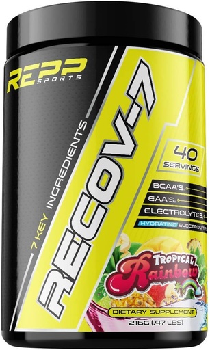 [BRSWYFD6OUCBOHY4] REPP Sports Recov-7 Full Spectrum EAAs и BCAAs | Улучшенное восстановление и пополнение гликогеном для внутритренировочных тренировок (тропическая радуга, 40 сервий (216 г))