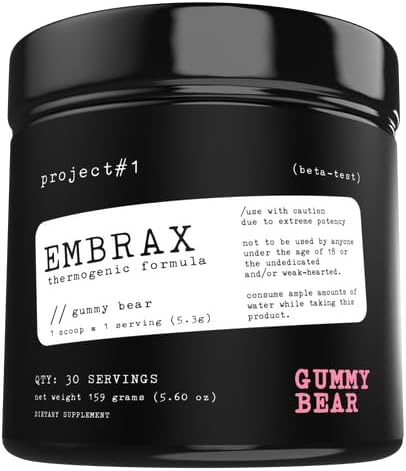 [BRSWIAQTCIOAG2D4] Project #1 Embrax: Thermogenic Preworkout Fat Burner Men & Women - Best Belly Fat Burners for Women & Men, L-Carnitine Supplement Pre Workout Powder for Men & Women | [30 Servings] - Gummy Bear