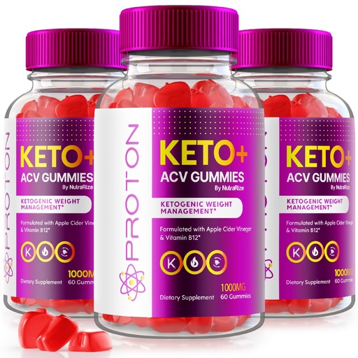 [BRSROBAFO4PREF3F] NutraRize (Pack of 3 Proton Keto ACV Gummies Advanced Weight Loss 1000 MG, Maximum Strength Supplement, Gomitas Reviews (180 Gummies)