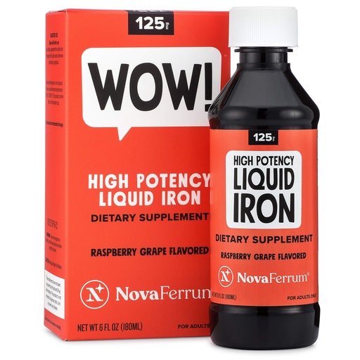 [BRSWIEL3A4ARM3DG] NovaFerrum Wow, 125 High Potency Liquid Iron Supplement for Adults, Iron Deficiency, 125mg of Iron Per 5mL Dose, Vegan Verified, Gluten Free Certified, Sugar Free