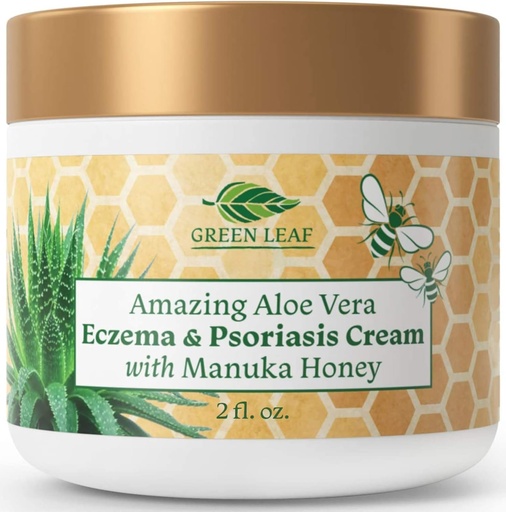 [BRSRMYYZB4HB6YDX] Manuka Honey Eczema Cream Moisturizing Lotion Treatment for Psoriasis Relief - Itchy, Dry Skin Rash Ointment - Soothing Moisturizer for Baby, Kids, Adults - High Strength Body & Face Cream 2oz