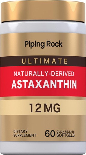 [BRSW2CAOAUDRQGTO] Piping Rock Astaxanthin 12mg | 60 Quick Release Softgels | Organic Extract Supplement | Gluten Free, Non-GMO