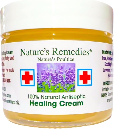 [BRSWKHQTB55BQ33V] "100% Natural Antiseptic Healing Cream" Heals and Soothes Infected Skin, Bed Sores, Pressure Sores, Wounds, Painful Ulcers, Itching, Scrapes, Rashes, Cuts, Burns, Poison Ivy, Eczema, Psoriasis 2 ounce