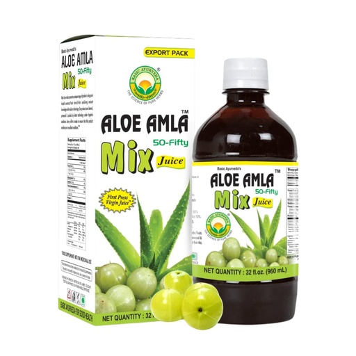 [BRSROGL3AEFAOAA7] Basic Ayurveda Aloe Vera & Amla Herbal Mix Juice | 32.46 Fl Oz (960ml)
