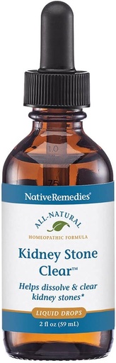 [BRSWIZQAOJYB42LU] Native Remedies Kidney Stone Clear - Natural Homeopathic Formula Temporly Helps Dissolve and Clear Kidney Stones - Relieves Pain, Nausea ו-Vmiting - 59 mL
