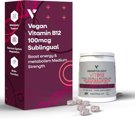 [BRSROFL3OR6AGF3V] Vegan Vitamin B12 Sublingual Supplement — for Metabolism & Energy, Vitamins & Health Supplements — (60 Tablets)