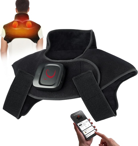 [BRSRAED4BYGWEYDF] Comfytemp Cordless Heating Pad Vibration Massager for Neck & Shoulder Pain Relief Gifts for Fathers Day, 2.42lb Weighted Heat Wrap, 3-8H Battery Life, APP Control Neck Warmer
