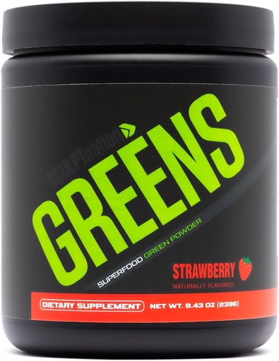 [BRSROEI6CIHQMHYV] Sculpt Nation by V Shred Greens Strawberry - Premium Greens Powder & Superfood Blend with Collagen to Support Skin, Digestion, and Energy - 30-Day Supply