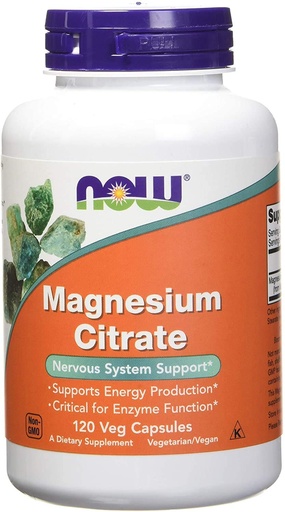 [BRSWIHTQA55B4G3I] NOW Foods Magnesium Citrate 400 Milligram 120 Veg Capsules (Pack of 2)