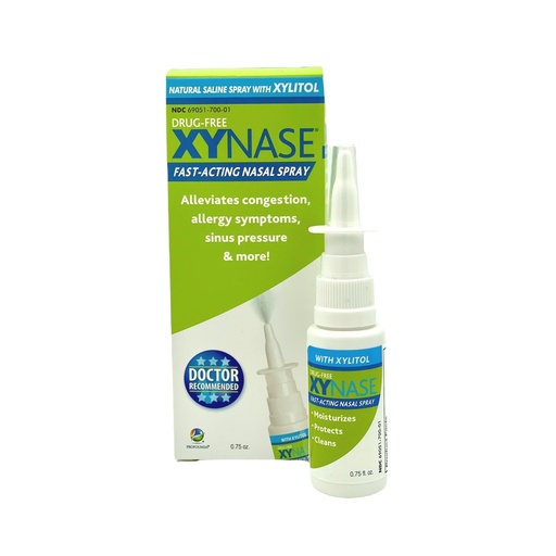 [BRSWGHD7CAIQOYLX] Xynase® Nasal Spray with Xylitol (0.75 fl oz) - All Natural Saline Gentle Relief for Congestion, Allergies, and Sinus Pressure, Safe for All Ages