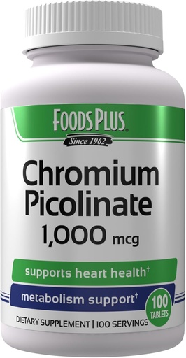 [BRSRAZAODMOWMF3P] Chromium Picolinate 1,000 mcg Mineral Supplement, Superior Apsorption, Chromium Supplement, 100 Servings