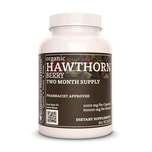 [BRSWYZ3YBUHBEDL6] Remedy's nutrition Hawthorn Berry | 1,000 mg, 60 Vegan Capsules Herbal Dietary Supplement | Two Month Supply