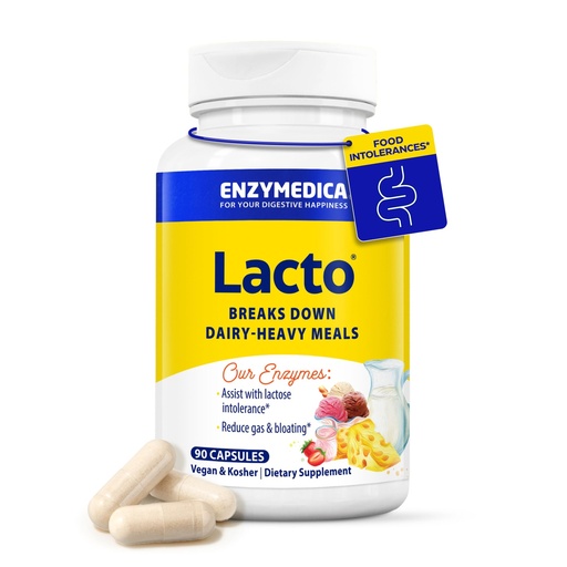 [BRSWIZT7OUCBCFDK] Enzymedica Lacto Digestive Enzymes for Men & Women - Lactose Intolerance Support Supplement with Lactase Enzyme, Breaks Down Dairy Heavy Meals, Helps Reduce Gas & Bloating, Gluten Free - 90 Caps