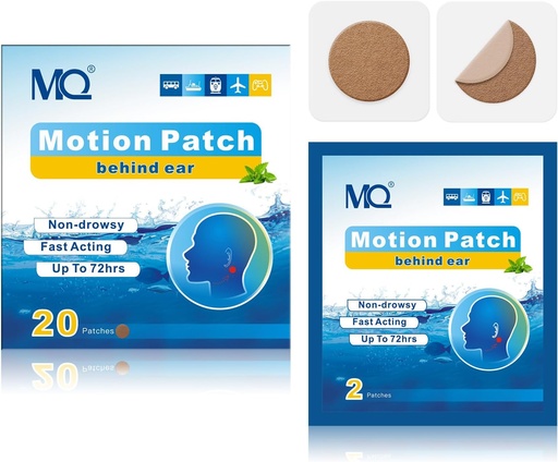 [BRSRAZLRBMHGGH3U] MQ 20ct Motion Sickness Patches, dunkle Farbe, Sea Sickness Patches Non Drowsy & Waterproof, Cruise Ship Travel Essentials, Fast Acting & Longing 72H