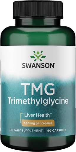 [BRSWIELYOYNGGHAV] Swanson TMG Trimethylglycine - Amino Acid Supplement Promoting Healthy Liver Function & Heart Health Support - (90 Capsules, 500mg Each)