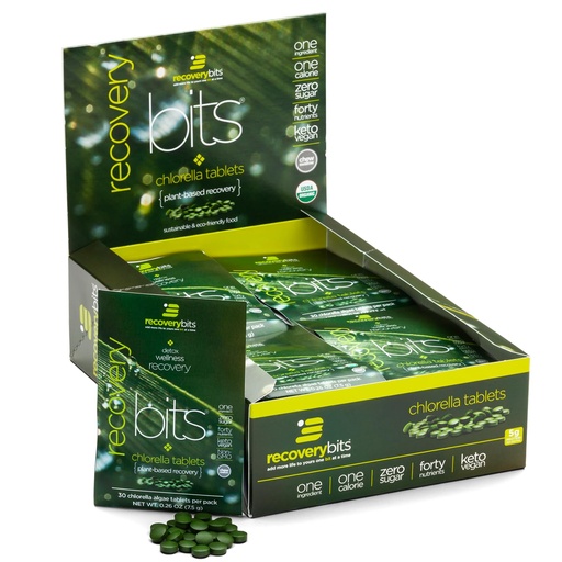 [BRSWYYI7PN7GG2TA] RECOVERYbits - Organic Chlorella Tablets - Plant-Based Algae Superfood - Chlorophyll - Cracked Cell Wall - Energy - Immune System - Detox - Keto - Vegan - Non-GMO - Box of 30 Pouches - 900 Tablets