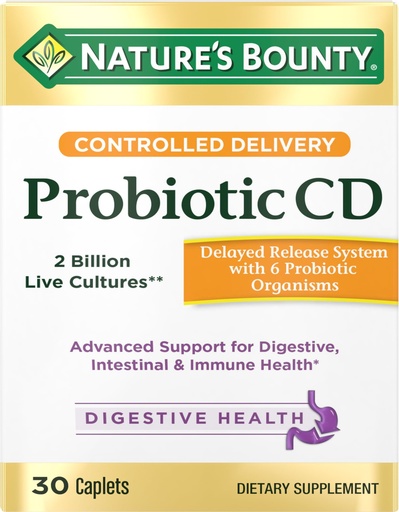 [BRSWIBD5AANQ4FDC] Nature's Bounty Probiotic, Controlled Delivery Dietary Supplement, Delivers Friendly Bacteria to Digestive, and Immune Systems, 30 Caplets