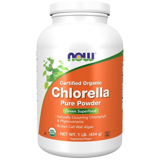 [BRSWIY32BQIROCA3] NOW Foods Supplements, Organic Chlorella Powder with naturally occurring Chlorophyll, Beta-Carotene, mixed Carotenoids, Vitamin C, Iron and Protein, 1-Pound
