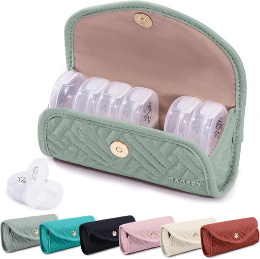 [BRSRAGIDOYCAMYLU] BAGSFY Weekly Pill Organizer 2 aldiz egunean Cute Fabric Pill Case, Medicine Bag, AM PM Pill 7 Day, Portable Medicine Travel Case for Pills, Vitamins, Fish Oils, Supplements.