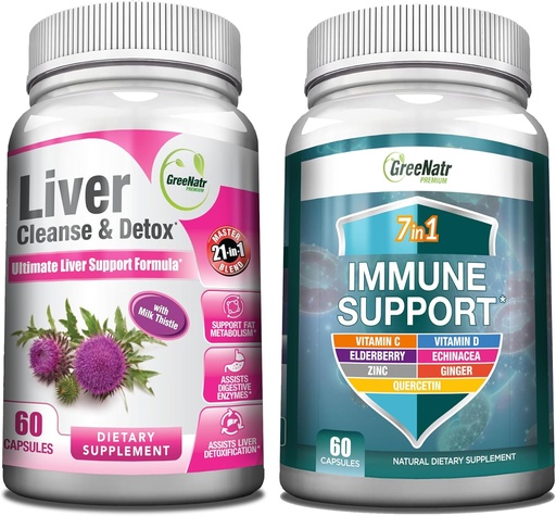 [BRSROAIOOBYROA37] GreeNatr Comprehensive Immune and Liver Health Support Blend - 7-in-1 Immune Support Supplement with Vitamin C, Vitamin D3, Zinc and Liver Cleanse Detox & Repair Formula
