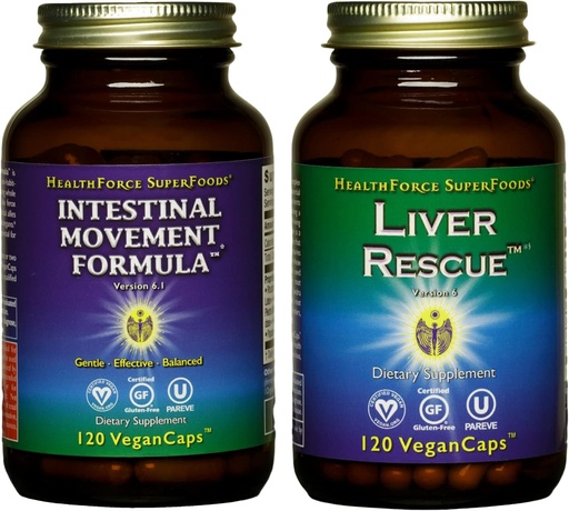 [BRSWYBA7CV6AY2D6] HEALTHFORCE SUPERFOODS Variety Pack - Liver Rescue 120 VeganCaps + Intestinal Movement Formula 120 VeganCaps