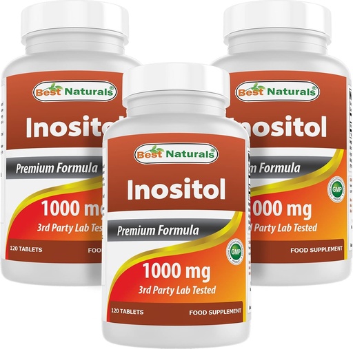 [BRSW2AYLO4FGEFDJ] Best Naturals Inositol 1000 מ"ג טבליות 120 (120 Count (Pack of 1)) (120 Count (Packf of 3)