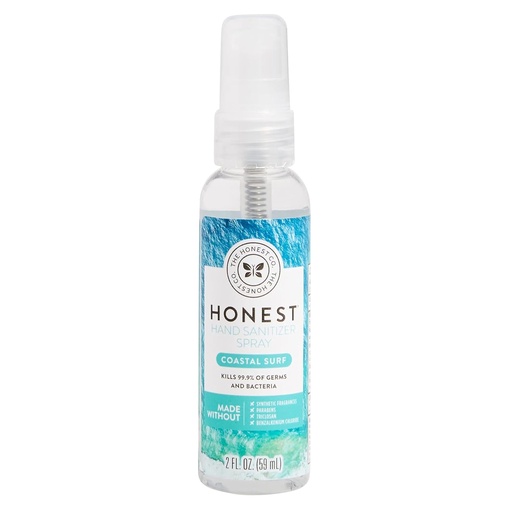 [BRSWGEIDCEMR6F3V] The Honest Company Plant-Based Hand Sanitizer Spray Kills 99.9% of Germs Hypoallergenic Quick-drying and Moisturizing Coastal Surf 2 fl oz