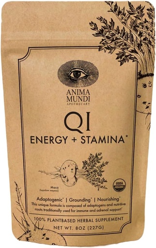 [BRSWKHQ6BIFBK23G] Anima Mundi Apotekary Qi Energy & Protein Superfood Powder - Adaptogenic Adrenal Support Supplement with Ashwagandha & Slippery Elm - Mood & Energy Support Supplement & Protein Powder (8oz / 227g)