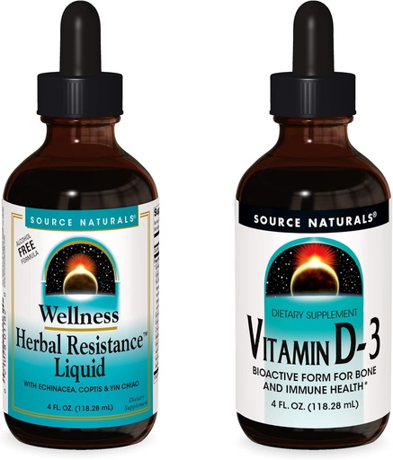 [BRSW2BITDMIAKHTB] Source Naturals Liquid Supplements, Herbal Resistance and 2000 iu Vitamin D-3-4 oz Bottles