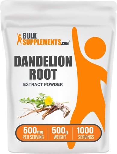 [BRSWKEY7AUPRW3Q3] BulkSupplements.com Dandelion Root Extract Powder - Dandelion Root Supplement, Herbal Supplement - Vegan & Gluten Free, 500mg per Serving, 500g (1.1 lbs) (Pack of 1)