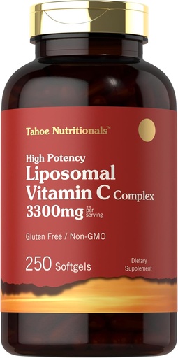[BRSROCYKBAAWKEIZ] Tahoe Nutritionals Liposomal Vitamin C Complex | 3300mg | 250 Softgels | High Potency | Non-GMO, Gluten Free Supplement
