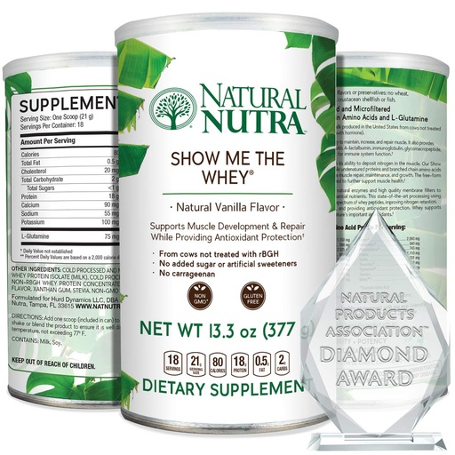 [BRSWIBQADJ7QAH3I] Natural Nutra Grass Fed Vanilla Show Me The Whey Protein Source Powder Enhance Digestion, Improve Body Fluid Flow, Support Bone Health and Boost Immunity, Gluten Free, Sugar-Free, Non-GMO, 13.3oz
