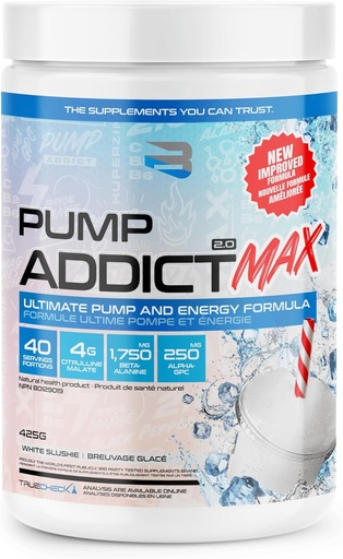 [BRSRAZYTB4FAG2Q7] Believe Supplements - Pump Addict Max Pre-Workout Powder - Enhanced Energy, Focus, and Endurance… (40 Serving, White Slushie)