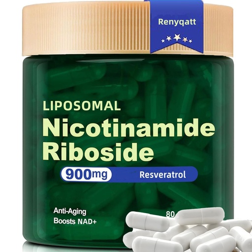[BRSRAGIQBYMGODIV] Renyqatt NAD+ Supplement - Liposomal Nicotinamide Riboside - Supplement for Anti-Aging, Energy, Focus - 80 Capsules（1B）