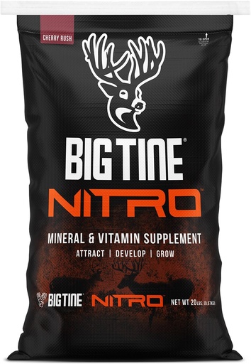 [BRSWY2T2AAGQOE3O] Big Tine Nitro, Deer Supplement, 20 lbs Bag, Cherry Rush Scent, Powerful and Long Lasting Scent, High Bioavailability, Packed with Vitamins and Minerals