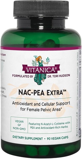 [BRSROGI6AUBA4ETH] Vitanica NAC-Pea Extra - Pelvic Tissue & Antioxidant Support for Healthy Response to Joint Discomfort - Supplement with Pine Bark Extract, Curcumin Phytosome & NAC - Lady - 90 Vegan Caps