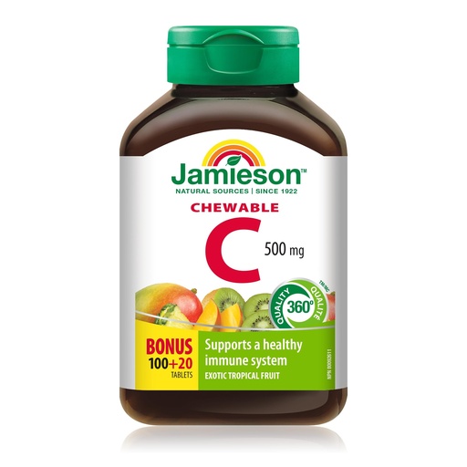 [BRSWIYIEOYFQGAAV] Jamieson Chewable Vitamin C 500 mg Exotic Tropical Fruit, 120ct, Imported from Canada}