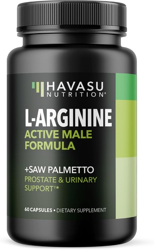 [BRSW2HD5OAMAYE3U] L-Arginină 500mg și Saw Palmetto 500mg - Oxid de azot și suplimente de sănătate prostate pentru bărbați - 60 Conte - Suport de anduranță și funcții de tract urinar - 1 lună de aprovizionare - Capsule Vegan, Non-GMO