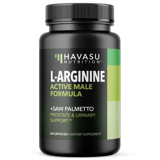 [BRSW2HD5OAMAYE3U] L-Arginine 500mg and Saw Palmetto 500mg - Nitric Oxide and Prostate Health Supplements for Men - 60 Count - Endurance and Urinary Tract Function Support - 1 Month Supply - Vegan, Non-GMO Capsules