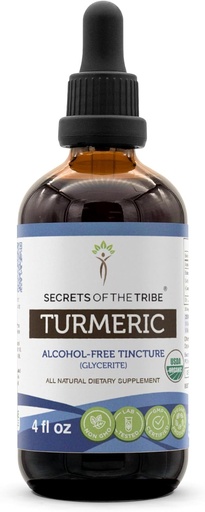 [BRSWECAQCQNWC3T2] Turmeric USDA Organic Tincture Alcohol-Free Extract, Turmeric (Curcuma Longa) Dried Root Tincture Supplement (4 FL OZ)
