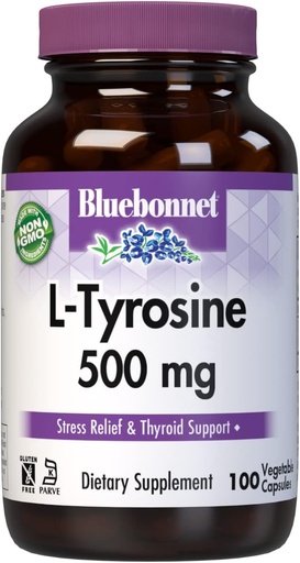 [BRSWIYQLBUIWI2IV] Bluebonnet Ltyrosine 500 Mg Витамин капсули, 100 Брой