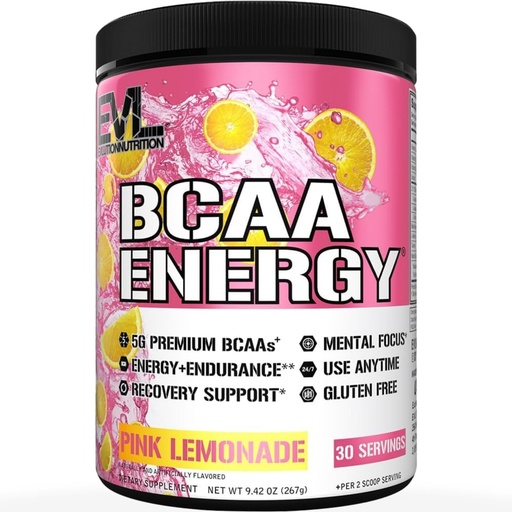 [BRSWG23ROF4B42QY] Evlution EVL BCAAs Amino Acids Powder - BCAA Energy Pre Workout Powder for Muscle Recovery Lean Growth and Endurance - Rehydrating Post Workout Recovery Drink with Natural Caffeine - Pink Lemonade