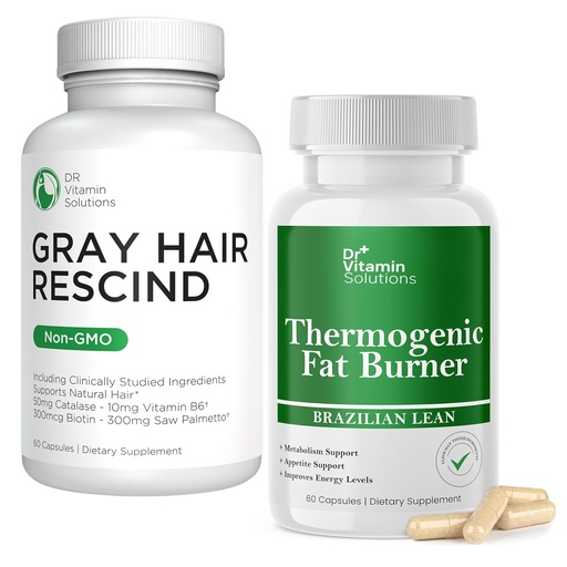 [BRSRA2YZAB6A4CY3] DR VITAMIN SOLUTIONS Gray Hair Rescind and Thermogenic Fat Burner Bundle - 60 Caps Each