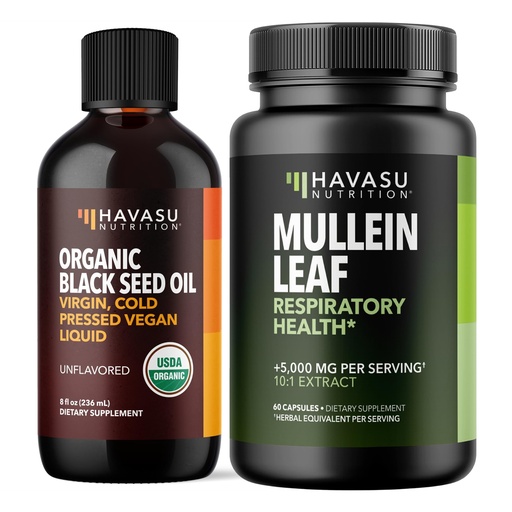 [BRSRAFAYBZ5QODT5] HAVASU NUTRITION Organic Black Seed Oil Liquid + Mullein Leaf Capsules Bundle Black Seed Oil Liquid + Mullein Leaf Capsules
