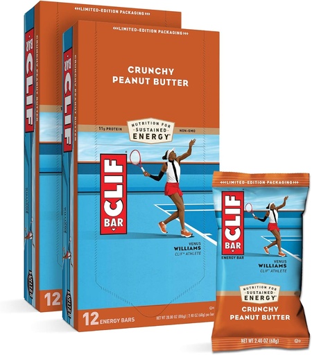 [BRSWIYYOOQNRAC3C] CLIF BARS - Energy Bars - Crunchy Peanut Butter - Made with Organic Oats - Plant Based Food - Vegetarian - כשר (2.4 Ounce חלבונים Bars, 24 Count) אריזה במאי